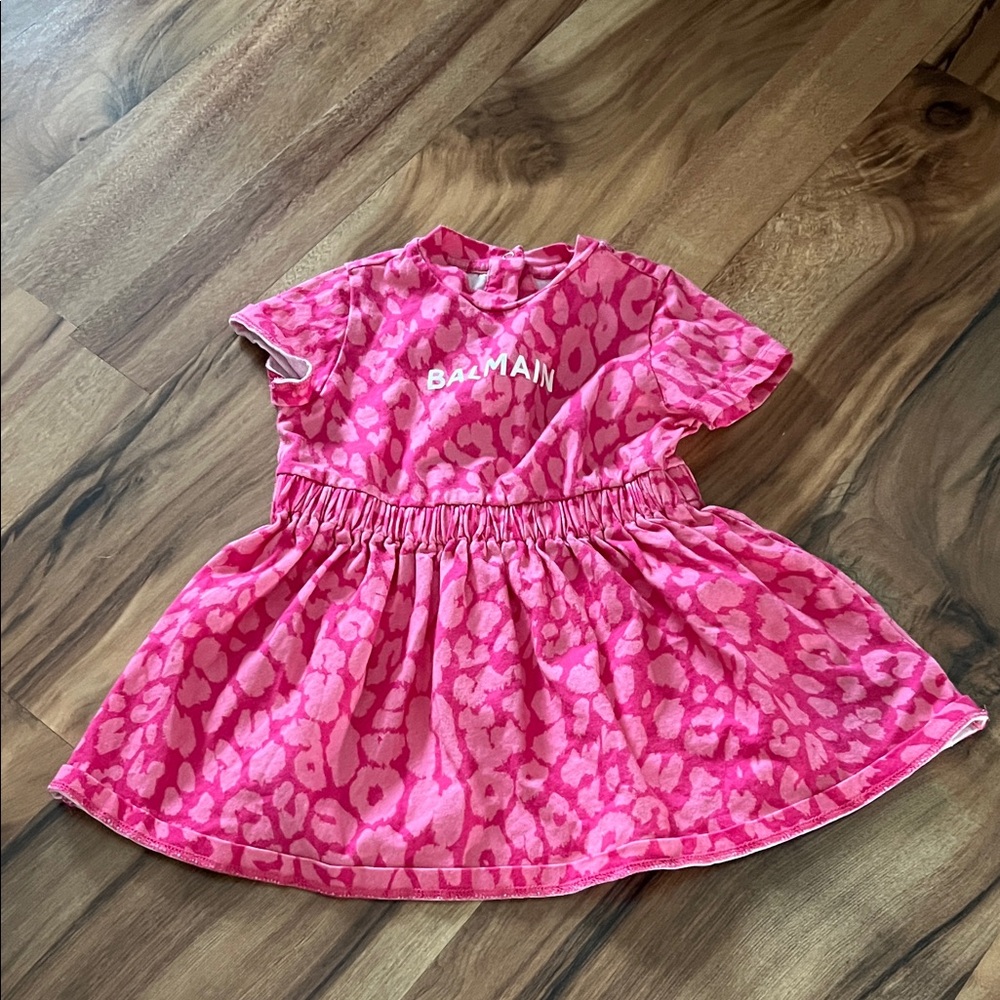12M - Balmain Vibrant Pink Animal Print Dress